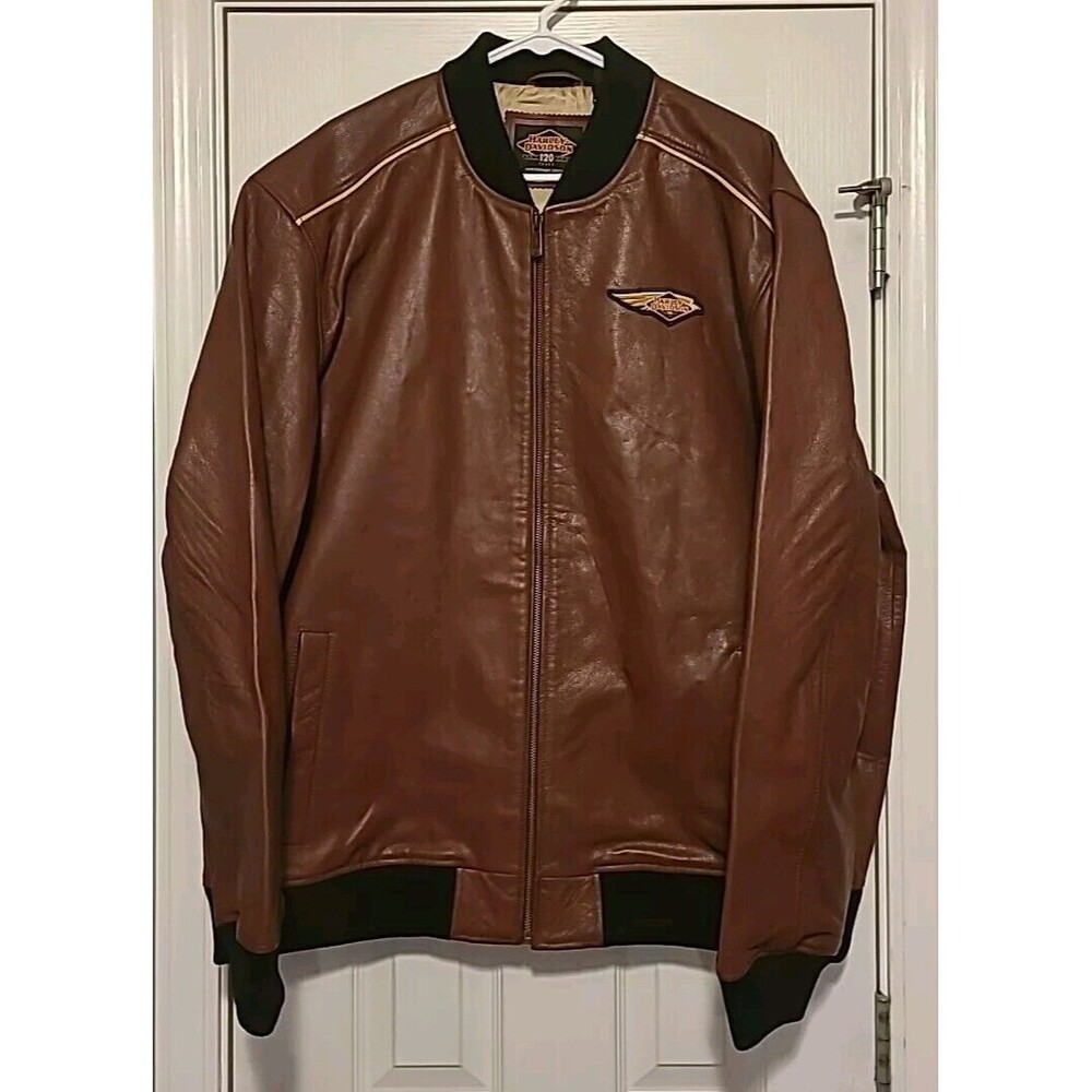 Harley-Davidson 120th Anniversary Mens Sz 2XL Dark Red Leather Jacket 97035-23VM